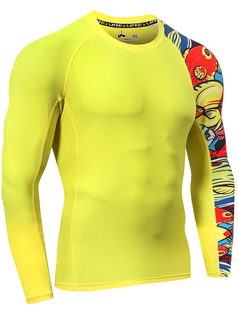 LAFROI Men's Long Sleeve UPF 50+ Baselayer Skins Performance Fit Compression Rash Guard-CLYYB Asym Pops Size LG - Image 3